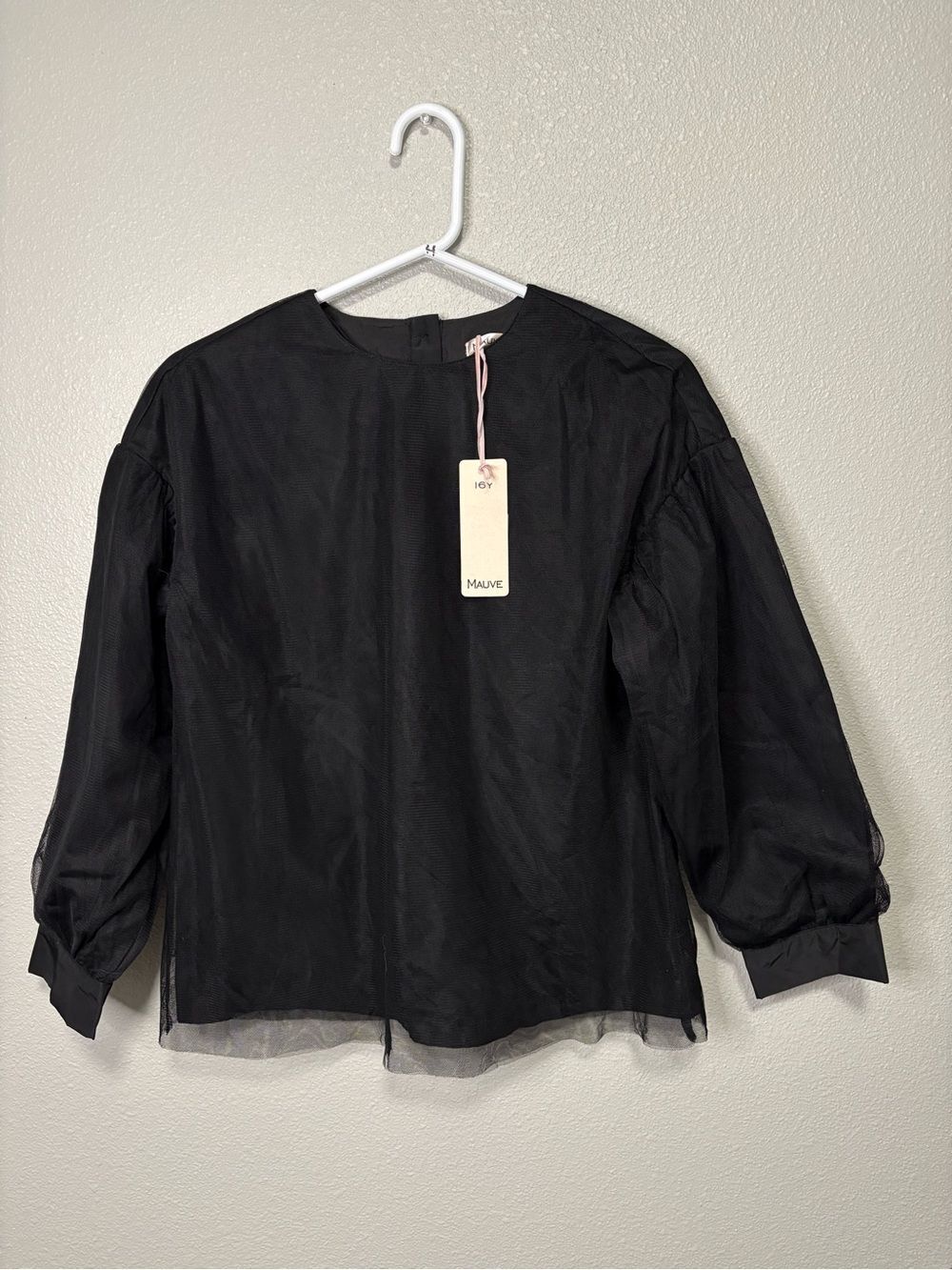 Mauve Sheer Tulle Long Sleeve Blouse – NWT Size 16 year